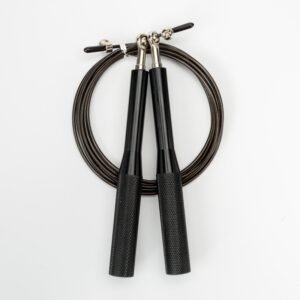2PCS Black Pro-Grade Speed Jump Rope with Knurled Aluminum Handles – Ball Bearing System for CrossFit, Boxing & Double Unders