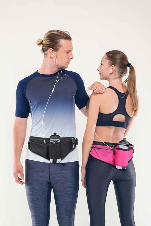 Blue Adjustable Running Waist Pack with Water Bottle Holder, Reflective Design, and Multiple Storage Pockets for Outdoor Activities 2 Blue Adjustable Running Waist Pack with Water Bottle Holder, Reflective Design, and Multiple Storage Pockets for Outdoor Activities - image 2