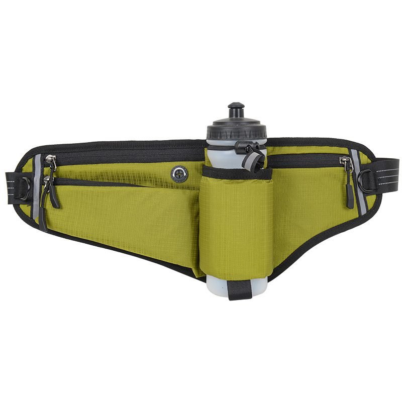 Green Adjustable Running Waist Pack with Water Bottle Holder, Reflective Design, and Multiple Storage Pockets for Outdoor Activities 1 Green Adjustable Running Waist Pack with Water Bottle Holder, Reflective Design, and Multiple Storage Pockets for Outdoor Activities