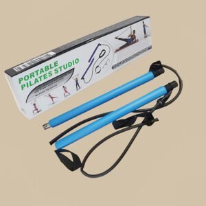 Blue Portable Pilates Bar Kit with Resistance Bands Detachable Toning Stick for Home Gym Yoga & Stretching – Durable Metal Core