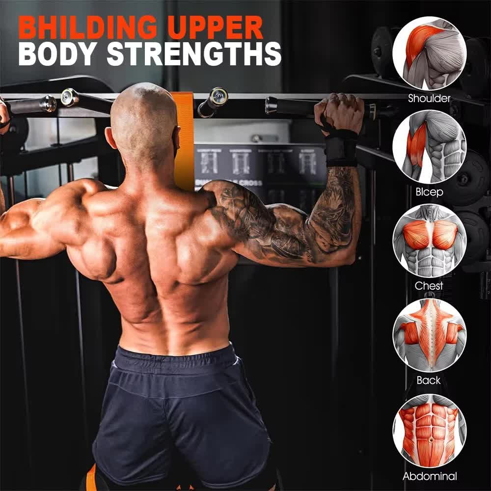 Orange (300lb)Heavy Duty Pull-Up Assist Strap System With Foam Handles - Adjustable Resistance Trainer for Pull-Ups and Home Gym Workouts 3 Orange (300lb)Heavy Duty Pull-Up Assist Strap System With Foam Handles – Adjustable Resistance Trainer for Pull-Ups and Home Gym Workouts - image 3