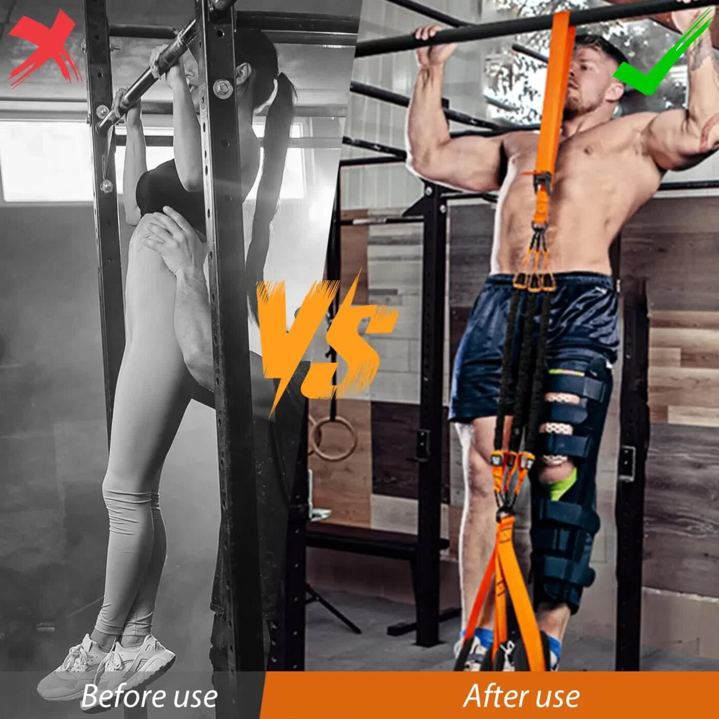 Orange (300lb)Heavy Duty Pull-Up Assist Strap System With Foam Handles - Adjustable Resistance Trainer for Pull-Ups and Home Gym Workouts 4 Orange (300lb)Heavy Duty Pull-Up Assist Strap System With Foam Handles – Adjustable Resistance Trainer for Pull-Ups and Home Gym Workouts - image 4