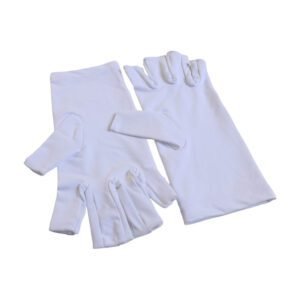 5-Pair White UV Protection Fingerless Gloves for Nail Art Curing and Cycling Sun Protection – Made of Nylon/Spandex, Manicure Hand Care