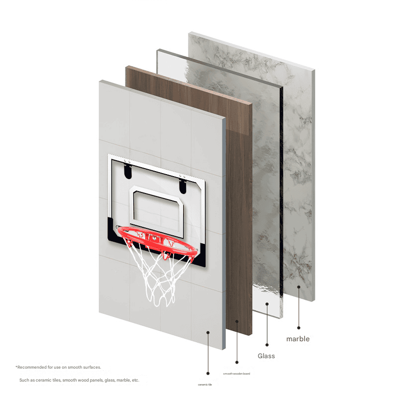 Indoor mini basketball hoop with one 14cm ball Folds flat for door mounting Spring-loaded action with detachable basket Transparent backboard Fun for children and adults in home offices 3 Indoor mini basketball hoop with one 14cm ball Folds flat for door mounting Spring-loaded action with detachable basket Transparent backboard Fun for children and adults in home offices - image 3