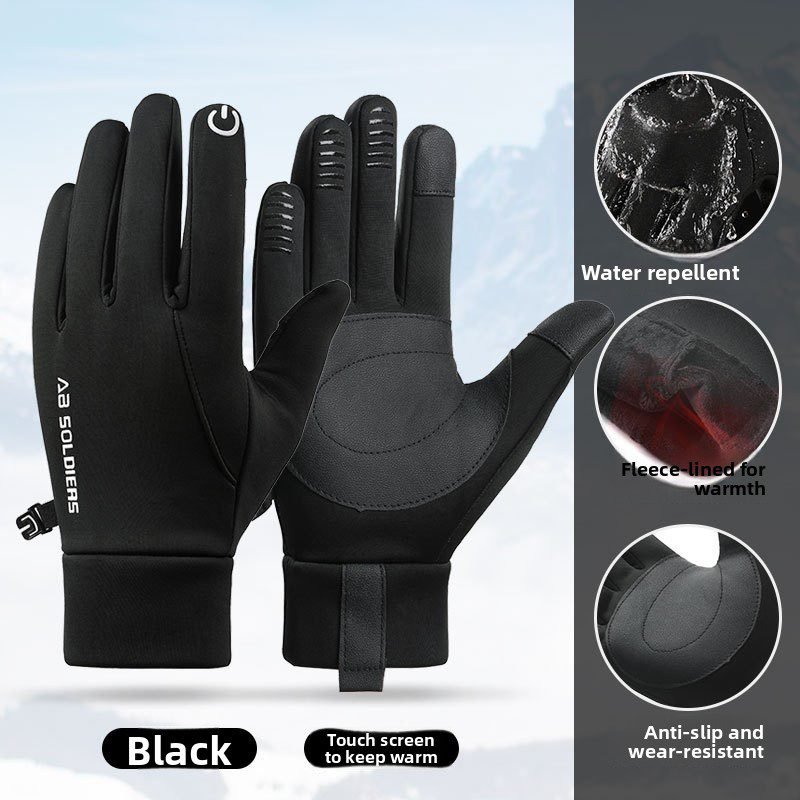 Grey Winter Thermal Gloves for Men Outdoor Cycling Driving Waterproof Touch Screen Warm Fleece Lining Anti-Slip(Size:M) 2 Grey Winter Thermal Gloves for Men Outdoor Cycling Driving Waterproof Touch Screen Warm Fleece Lining Anti-Slip(Size:M) - image 2