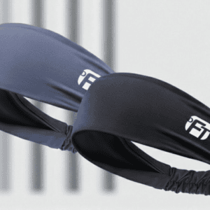 2 Pcs Cooling Sports Headband Moisture Wicking Sweatband for Running Gym & Yoga Non Slip Stretchy Hair Band Black & Blue