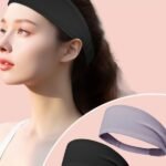 2 Pack Sports Headband with Silicone Sweat Guide Non-Slip Moisture Wicking Hair Band for Running Yoga Gym Fitness Quick Dry Breathable (Black & Purple)
