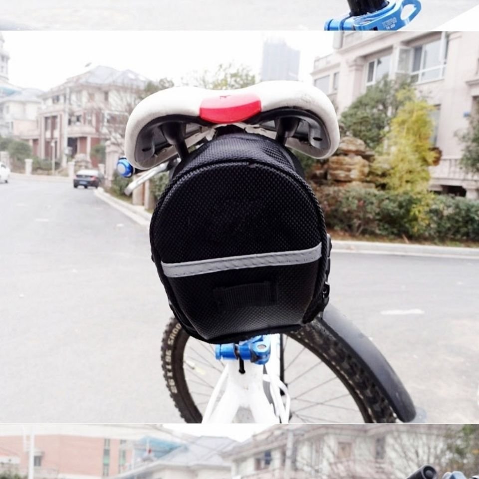 Bike Saddle Bag Under Seat Storage Pouch - Compact 600D Cycling Wedge Pack with Reflective Strip & Tail Light Loop - Quick Release Strap for MTB Road & Folding Bikes - Black 2 Bike Saddle Bag Under Seat Storage Pouch – Compact 600D Cycling Wedge Pack with Reflective Strip & Tail Light Loop – Quick Release Strap for MTB Road & Folding Bikes – Black - image 2