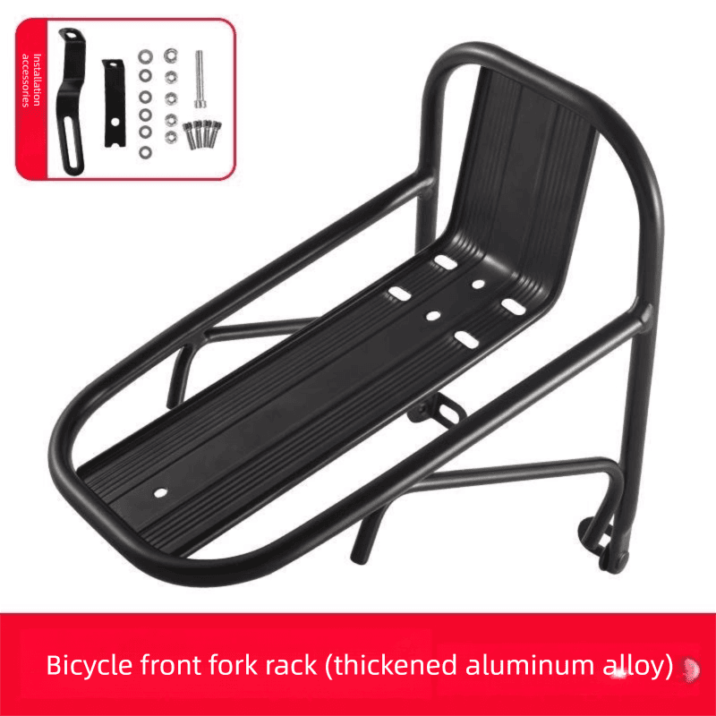 Aluminium Alloy Bicycle Front Rack Carrier Heavy Duty Fork Mount Cargo Shelf for MTB Mountain Bike Disc and V-Brake Touring Black 1 Aluminium Alloy Bicycle Front Rack Carrier Heavy Duty Fork Mount Cargo Shelf for MTB Mountain Bike Disc and V-Brake Touring Black