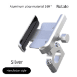Universal Aluminium Motorcycle Phone Holder Handlebar Mount 360 Rotation Anti-Shake CNC Metal for Bike Scooter 4-7 Inch Phones Sliver