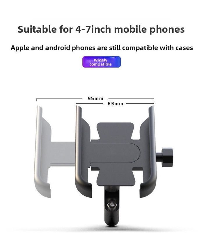 Universal Aluminium Motorcycle Phone Holder Handlebar Mount 360 Rotation Anti-Shake CNC Metal for Bike Scooter 4-7 Inch Phones Sliver 2 Universal Aluminium Motorcycle Phone Holder Handlebar Mount 360 Rotation Anti-Shake CNC Metal for Bike Scooter 4-7 Inch Phones Sliver - image 2