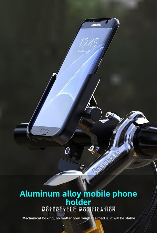 Universal Aluminium Motorcycle Phone Holder Handlebar Mount 360 Rotation Anti-Shake CNC Metal for Bike Scooter 4-7 Inch Phones Sliver 3 Universal Aluminium Motorcycle Phone Holder Handlebar Mount 360 Rotation Anti-Shake CNC Metal for Bike Scooter 4-7 Inch Phones Sliver - image 3