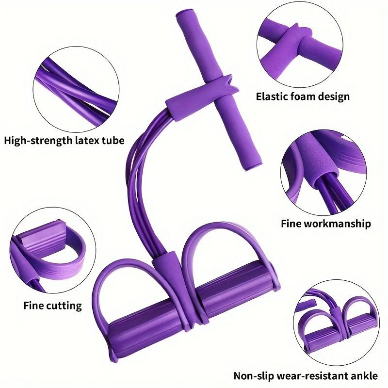2 PCS Upgraded 6-Tube Pedal Resistance Band & Figure 8 Pull Rope Set Blue Elastic Tummy Trimmer for Home Gym Workout 3 2 PCS Upgraded 6-Tube Pedal Resistance Band & Figure 8 Pull Rope Set Blue Elastic Tummy Trimmer for Home Gym Workout - image 3
