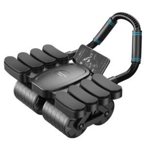 Black 4-Wheel Automatic Rebound Ab Roller with 8 Elbow Support – Core Trainer for Home Abdominal Muscle Workout (Beginner-Friendly)