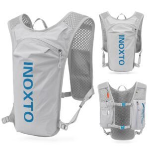 Grey-Blue 5L Ultra-Light Hydration Running Vest – Quick-Dry Trail Running & Marathon Backpack with Night Reflective Safety