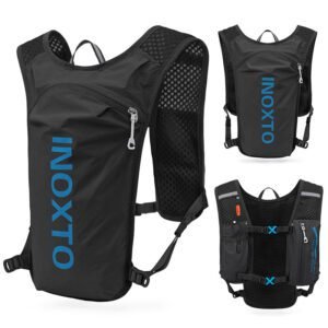 Black-Blue 5L Ultra-Light Hydration Running Vest – Quick-Dry Trail Running & Marathon Backpack with Night Reflective Safety
