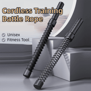 1-Pair Black Cordless Battle Ropes for Strength and Conditioning Training – Professional Muscle Power Workout System