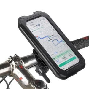 Black Bicycle Waterproof Phone Holder – Handlebar Mount with Sensitive Touch Screen, Anti-Drop & 360° Rotation Case for Navigation (Up to 7-inch Phones)
