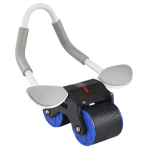 Blue Multifunctional Abdominal Roller with Automatic Rebound – Core Strength Trainer with Extra-Wide Double Wheels and Kneeling Mat for Home Gym