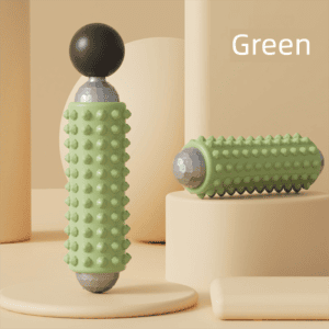 Green Portable Electric Yoga Massage Roller – Handheld Fitness Recovery Tool, Deep Tissue Muscle Relaxer & Fascia Release Stick
