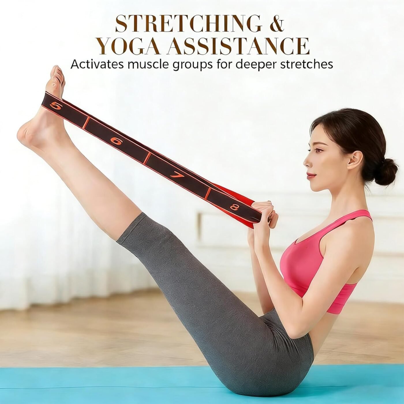 2-Pack Blue 12-Loop Numbered Yoga Stretch Strap(4x138CM) - Durable Multi-Segment Resistance Fitness Band for Pilates & Gym 2 2-Pack Blue 12-Loop Numbered Yoga Stretch Strap(4x138CM) – Durable Multi-Segment Resistance Fitness Band for Pilates & Gym - image 2