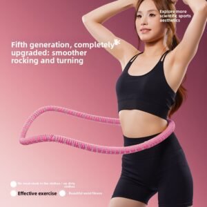 Pink Weighted Soft Spring Hula Hoop with Silent Alloy Interior and Polyester Wrap for Home Gym Full Body Fitness and Abdominal Training Solution