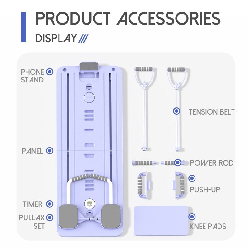 Purple Multi-functional Core Training Board with Digital Timer and Resistance Bands Foldable Fitness Panel for Home Abdominal and Pilates Workouts Solution 1 Purple Multi-functional Core Training Board with Digital Timer and Resistance Bands Foldable Fitness Panel for Home Abdominal and Pilates Workouts Solution