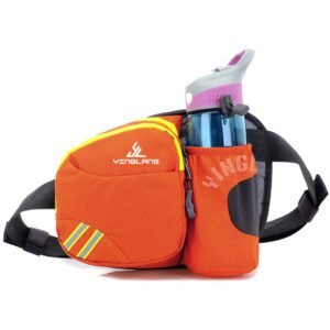 Orange Lightweight Running Waist Pack with Stable Bottle Holder – Multi-Functional Nylon Sports Fanny Pack for Marathon, Hiking, Cycling & Climbing