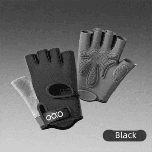 Black Heavy-Duty Unisex Gym Training Gloves with Integrated Wrist Support – Breathable Anti-Callus and Anti-Slip Weightlifting & Pull-Up Guards (Size L)