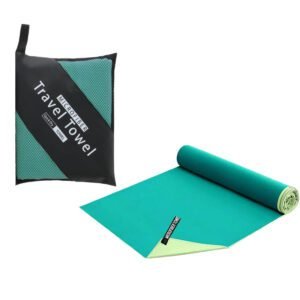 40×80CM and 76×152CM Ultra-Fine Microfiber Double-Sided Fleece Towel Set – Rapid Drying Travel & Fitness Essentials (Green)