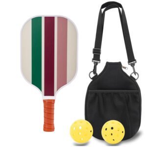 Colorful Stripes Professional Fiberglass Pickleball Paddle Set – Lightweight Sports Equipment with Carry Bag & 2 Balls & Paddle