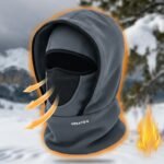 Grey Windproof Thermal Balaclava Hood – Full Face Mask & Polar Fleece Neck Warmer for Skiing, Cycling & Outdoor Sports