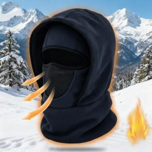 Dark Blue Windproof Thermal Balaclava Hood – Full Face Mask & Polar Fleece Neck Warmer for Skiing, Cycling & Outdoor Sports