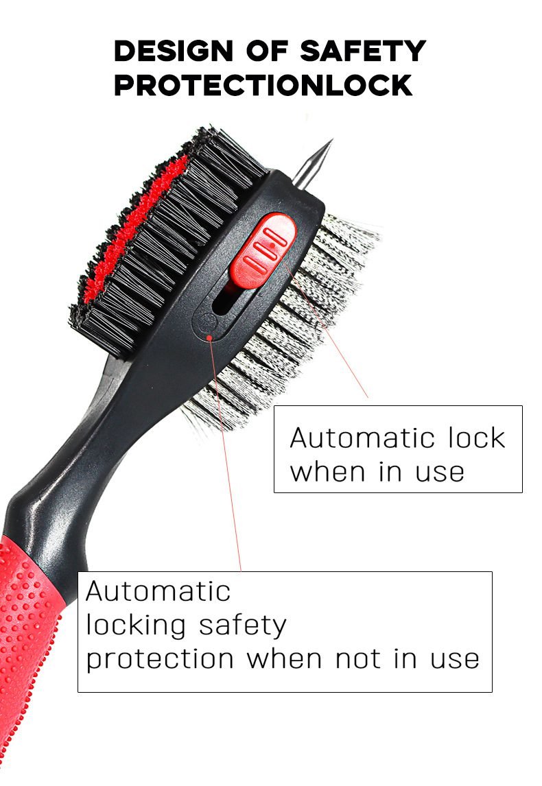 Blue Premium Golf Club Cleaning Brush Extra Large Head Dual Bristles Retractable Zip Line & Groove Cleaner Spike Anti-Slip Ergonomic Grip 29cm 4 Blue Premium Golf Club Cleaning Brush Extra Large Head Dual Bristles Retractable Zip Line & Groove Cleaner Spike Anti-Slip Ergonomic Grip 29cm - image 4
