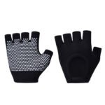 Black 2-Pack Women’s Non-Slip Yoga Gloves – Open Back Half Finger Cotton Stretchy Grip Gloves for Aerial Yoga, Pilates, and Fitness