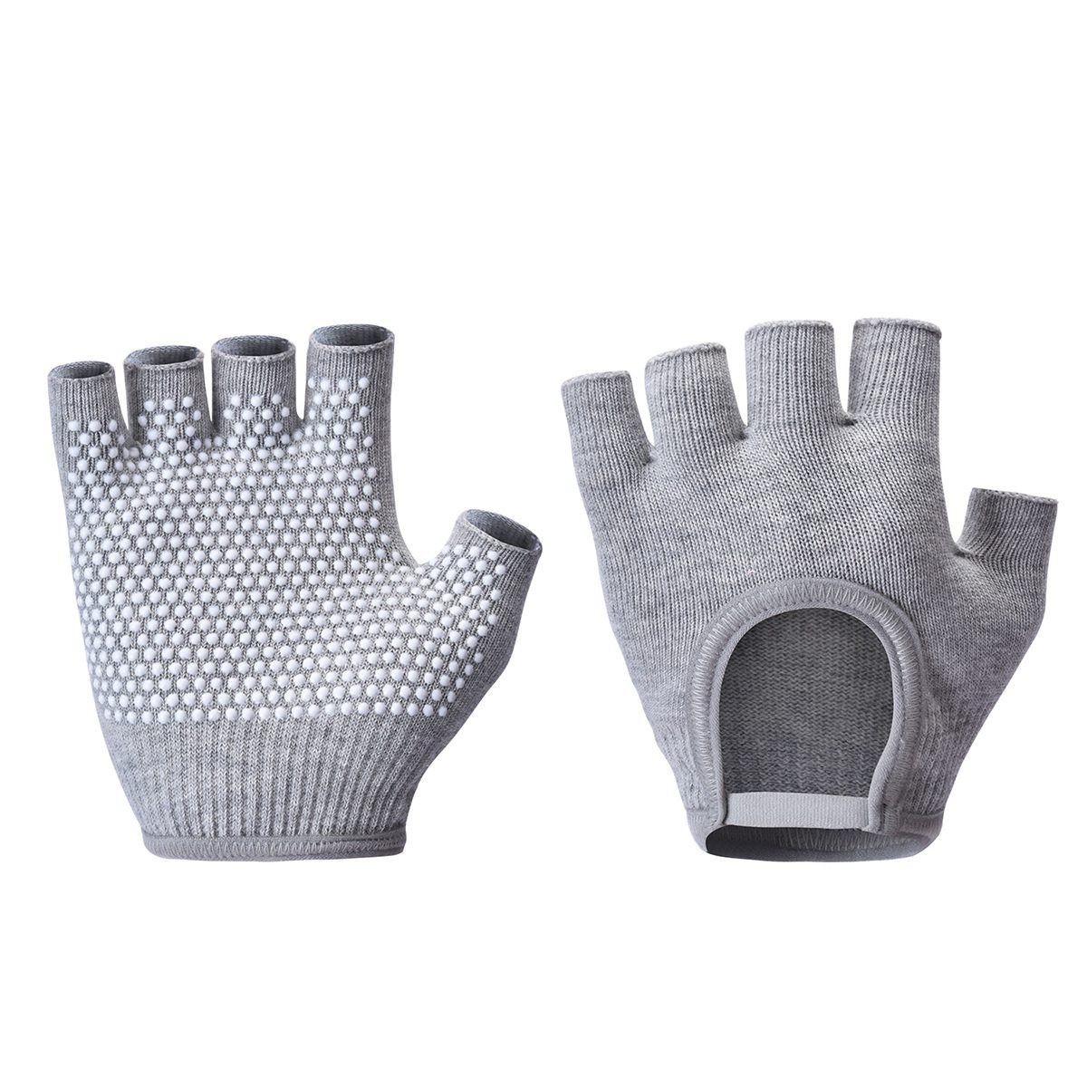 Grey 2-Pack Women's Non-Slip Yoga Gloves - Open Back Half Finger Cotton Stretchy Grip Gloves for Aerial Yoga, Pilates, and Fitness 1 Grey 2-Pack Women’s Non-Slip Yoga Gloves – Open Back Half Finger Cotton Stretchy Grip Gloves for Aerial Yoga, Pilates, and Fitness
