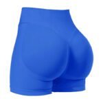 L Blue High-Elastic Hip Yoga Shorts – Seamless Mid-Intensity Pilates Workout Shorts