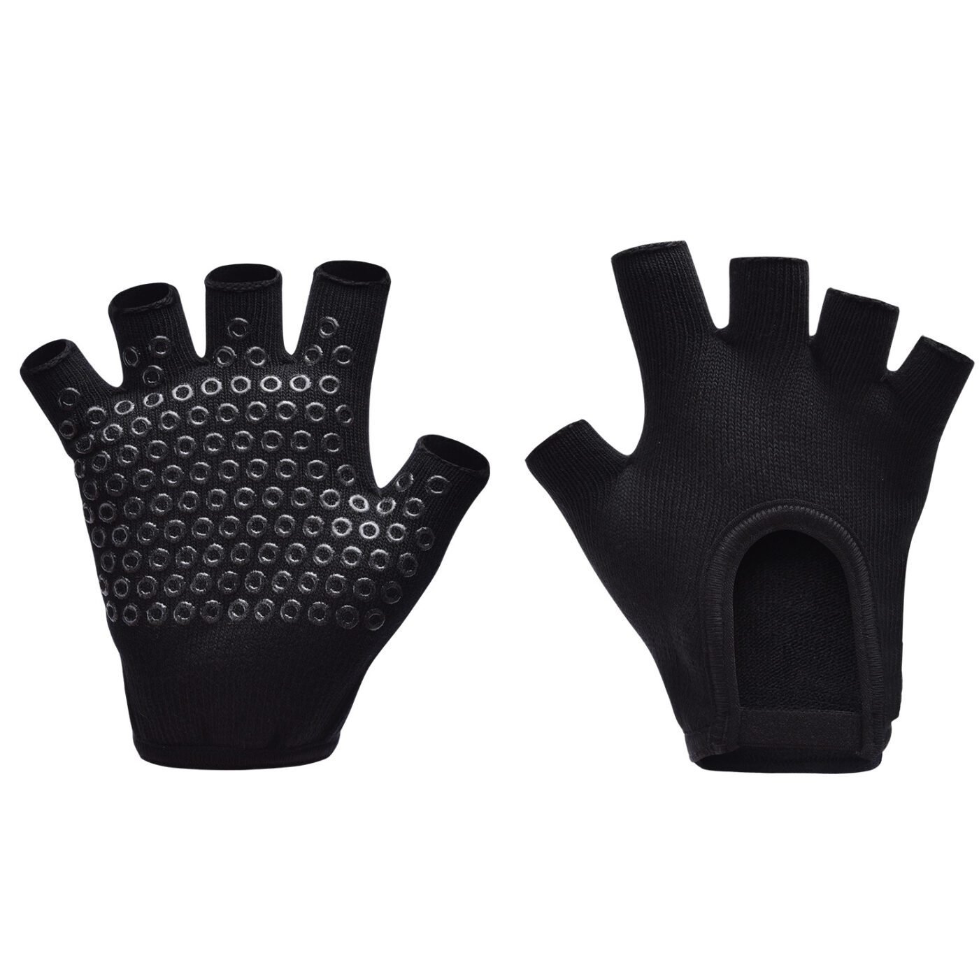 Black 2-Pack Women's Non-Slip Yoga Gloves - Open Back Half Finger Cotton Stretchy Grip Gloves for Aerial Yoga, Pilates, and Fitness 1 Black 2-Pack Women’s Non-Slip Yoga Gloves – Open Back Half Finger Cotton Stretchy Grip Gloves for Aerial Yoga, Pilates, and Fitness