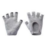 Grey 2-Pack Women’s Non-Slip Yoga Gloves – Open Back Half Finger Cotton Stretchy Grip Gloves for Aerial Yoga, Pilates, and Fitness
