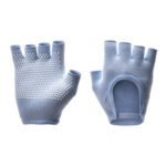 Blue 2-Pack Women’s Non-Slip Yoga Gloves – Open Back Half Finger Cotton Stretchy Grip Gloves for Aerial Yoga, Pilates, and Fitness
