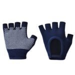 Navy Blue 2-Pack Women’s Non-Slip Yoga Gloves – Open Back Half Finger Cotton Stretchy Grip Gloves for Aerial Yoga, Pilates, and Fitness