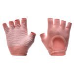 Orange 2-Pack Women’s Non-Slip Yoga Gloves – Open Back Half Finger Cotton Stretchy Grip Gloves for Aerial Yoga, Pilates, and Fitness