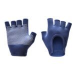 Dark Blue 2-Pack Women’s Non-Slip Yoga Gloves – Open Back Half Finger Cotton Stretchy Grip Gloves for Aerial Yoga, Pilates, and Fitness