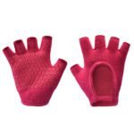 Rose Red 2-Pack Women’s Non-Slip Yoga Gloves – Open Back Half Finger Cotton Stretchy Grip Gloves for Aerial Yoga, Pilates, and Fitness