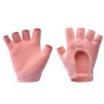 Orange 2-Pack Women’s Non-Slip Yoga Gloves – Open Back Half Finger Cotton Stretchy Grip Gloves for Aerial Yoga, Pilates, and Fitness
