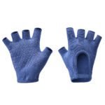 Dark Blue 2-Pack Women’s Non-Slip Yoga Gloves – Open Back Half Finger Cotton Stretchy Grip Gloves for Aerial Yoga, Pilates, and Fitness