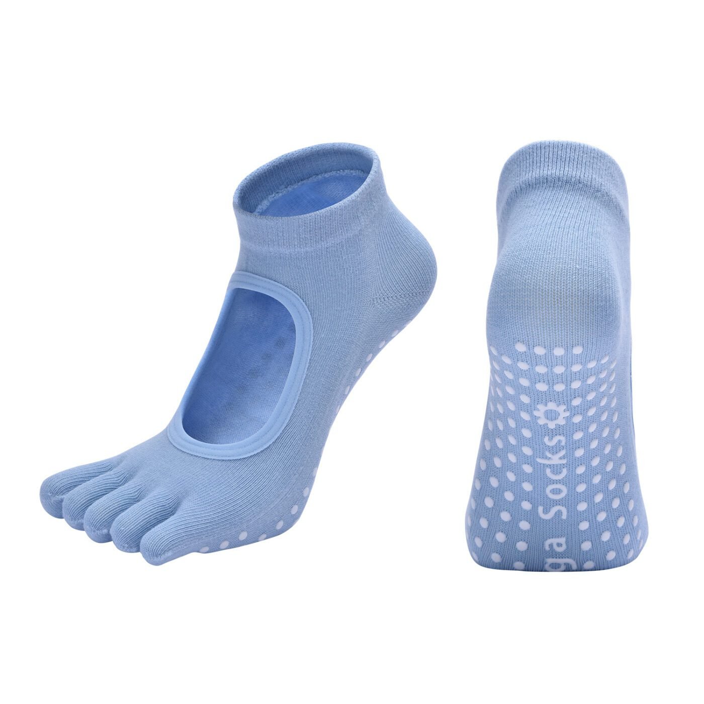 Blue 3-Pack Women's Non-Slip Five-Finger Yoga Socks - Open Back Combed Cotton Pilates & Fitness Grip Socks for Professional Exercise 1 Blue 3-Pack Women’s Non-Slip Five-Finger Yoga Socks – Open Back Combed Cotton Pilates & Fitness Grip Socks for Professional Exercise