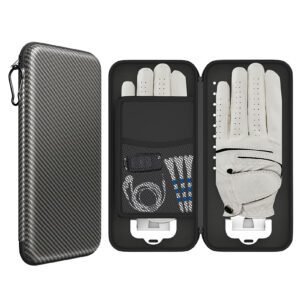 Grey Golf Glove Bag with Dual Glove Support Frame & Hook – Convenient Storage for Tees, Ball Markers and Golf Accessories