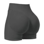 M Grey High-Elastic Hip Yoga Shorts – Seamless Mid-Intensity Pilates Workout Shorts