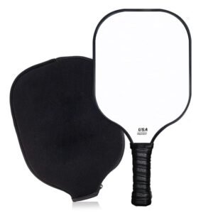 White Fiberglass Pickleball Paddle Set with Black Neoprene Protective Cover – Lightweight Outdoor Sports Racket for Beginners & Pros